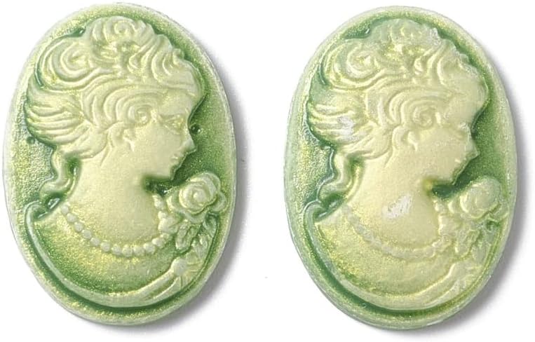 LiQunSweet 100 Pcs Resin Oval with Women Cameos Bead Charms Flatback Cabochons for Scrapbooking Craft Phone Case Making Decor DIY