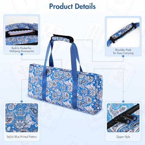 Set de 3 Bolsas Portátiles Para Mahjong Azul miniatura 3