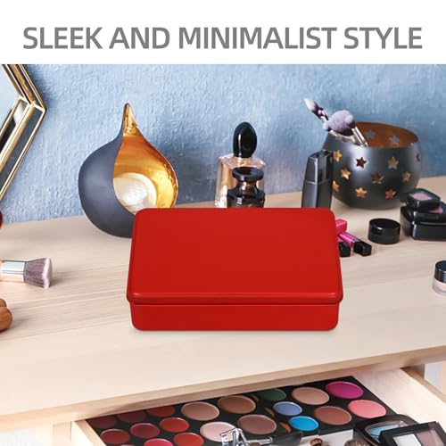 Caja de lata rectangular roja hermética que soluciona el desorden de objetos pequeños en casa 8