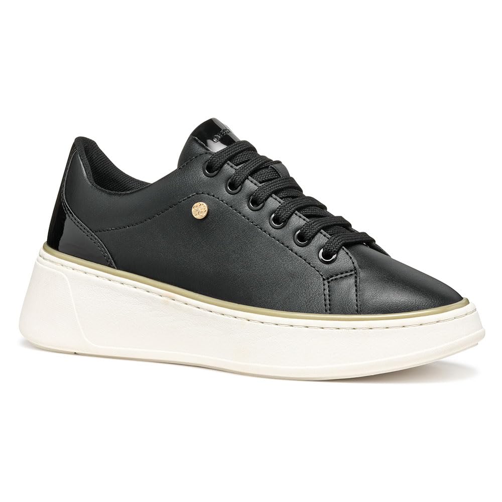 Geox Women's D SUNNETTY A Sneaker, Black, 7.5 UK