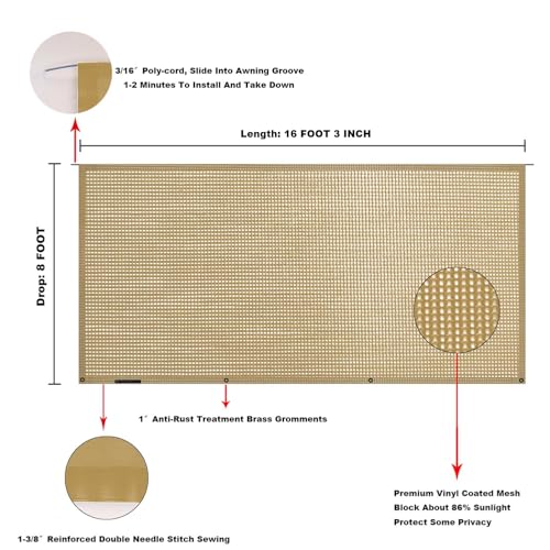 Image of RV Awning Mesh Sun Shade Screen for Motorhome Camper Trailer Sunshade