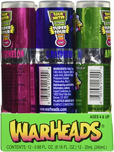 Warheads Super Sour Spray Candy Watermelon Cherry Green Apple Blue Raspberry Variety Pack, 0.68 Fl Oz (Pack Of 12), By Impact Confections #TOP2