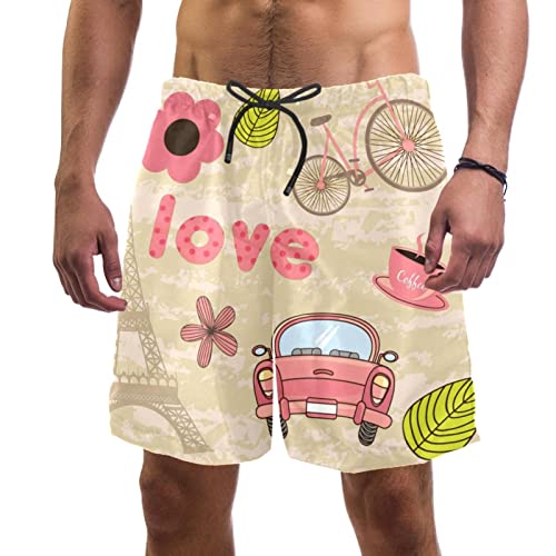 Maillots de Bain pour Hommes JDEZ Tour Eiffel Short de Plage