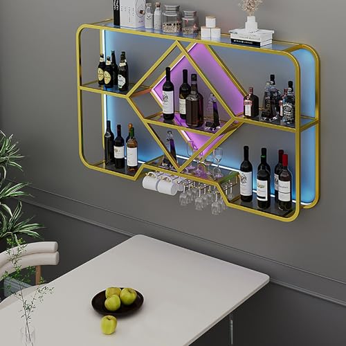 Support pour verres à vin et bouteilles étagère bar en métal suspendu