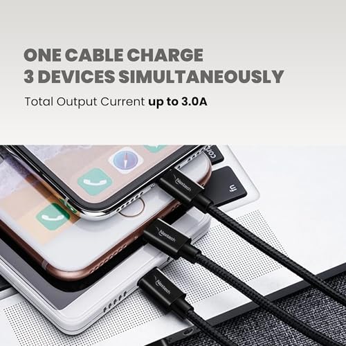 Image of Nextech 3 In 1 USB Fast Charging Cable | Type C, Lightning, Micro USB Connectors | Fast Charging & Data Sync | Compatible With iPhone, iPad, Android & Type-C Phones | Durable & Tangle-Free, 1M