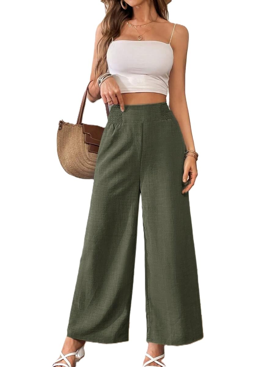 Women Trouser||Women’s Four-Season Pants with Drawstring, Comfortable Wide-Leg Loose Fit Casual Fashion Trousers (P-08-11)