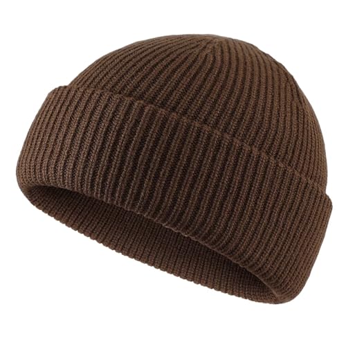 Connectyle Short Fisherman Beanie Hats for Men Women Acrylic Winter Warm Hat Knit Cuffed Beanies Watch Cap