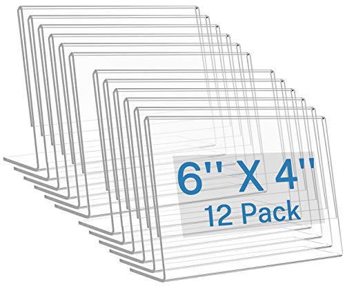 MaxGear Sign Holder 6X4 inches Slant Back Acrylic Sign Holders Plastic Display St