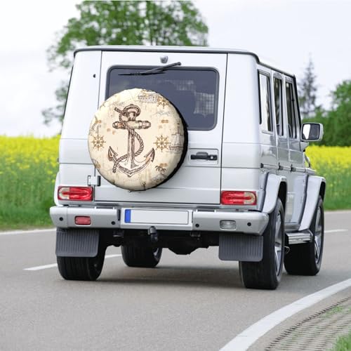 Image of Nautical Anchor Spare Tire Cover Wheel Protectors Tyre Covers Weatherproof Wheel Covers Universal Fit for Trailer Rv SUV Truck Camper Travel Trailers 15 inch