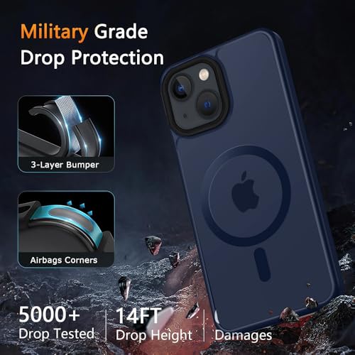 Image of iPhone 14 Plus Magsafe Hard Back Case | Matte Design & 360 Protection | Military-Grade Apple iPhone 14 Plus Cover | Strong Magnet Back - Blue