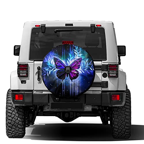 Image of Delerain Spare Tire Cover with Backup Camera Hole Fantasy Butterfly Wheel Covers Waterproof Dust-Proof UV Sun Universal Fit for RV Trailer RV SUV Truck (18 Inch for Diameter 32 inch-34 inch)