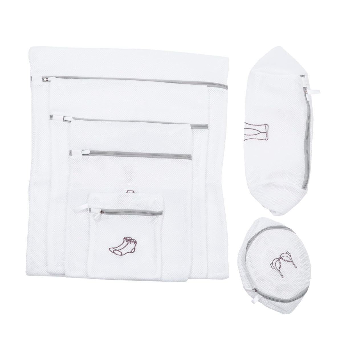 PACKOVE Set 6 Pezzi Sacchetti per Bucato in Poliestere Rete Traspirante Bianco, Protezione per Vestiti Delicati e Riduzione Sbiadimento Colori, per Lavatrice e Viaggi