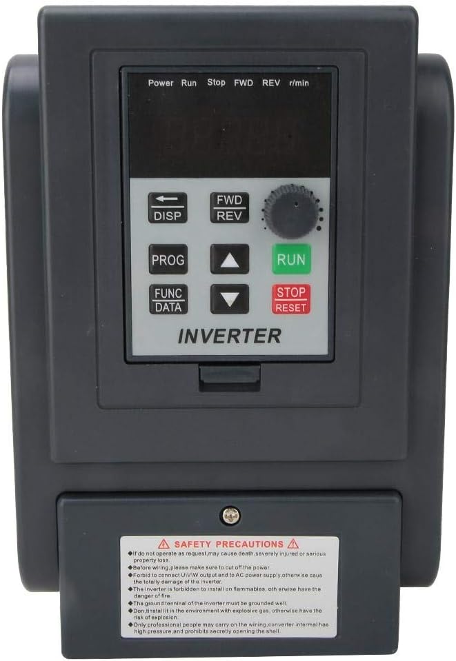 VFD Variable Frequency Drive, 220V AC Single Phase to Three Phase 380V AC 2.2KW, VFD Inverter Converter for Spindle Motor Speed Control