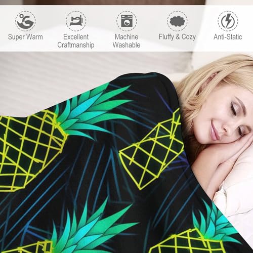 Couverture de lit flannel douce plaid ananas 130x150cm toutes saisons - 4