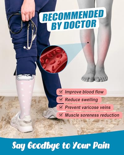 Image of FuelMeFoot 6 Pairs Compression Socks for Women & Men 15-20mmHg Graduated Support Knee High Socks for Nurses, Travel, Athletic