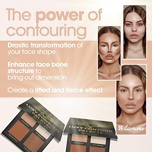 Contour Pallet Makeup Powder Contour Kit - Contour Palette With Mirror - 4 Highly Pigmented Matte Colors For Contouring And Highlighting - Vegan, Cruelty Free And Hypoallergenic