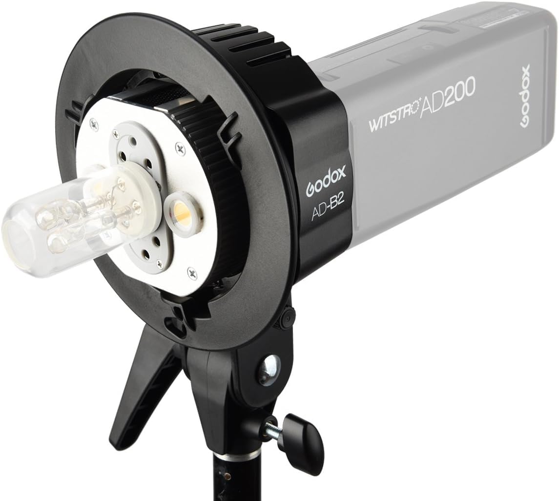 Godox AD-B2 AD200 Testa flash a doppia alimentazione Bowens Mount Staffa a testa doppia a doppio tubo per AD200 Flash Speedlite portatile
