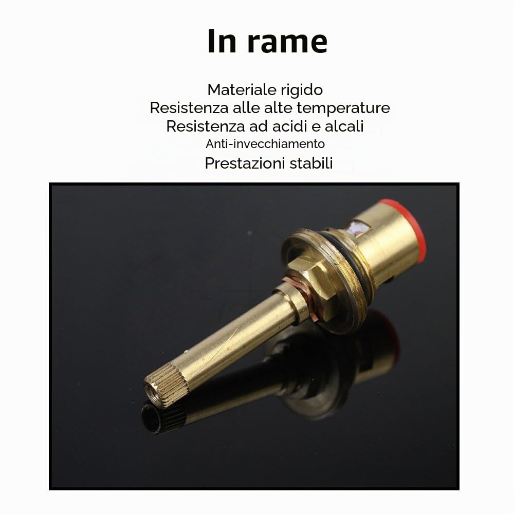 Cartuccia Valvola Rubinetto in Ottone per Vasca da Bagno, Ricambio a Stelo Lungo Alto, Ceramica, Filettatura BSP 1/2", Senso Antiorario (82 mm)