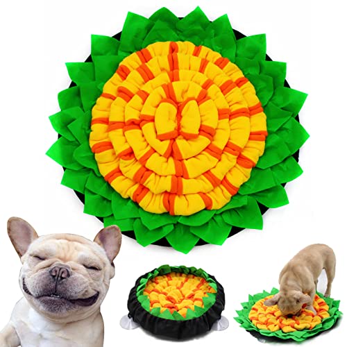 The Pets Smile Sonnenblume Schnüffelmatte für Hunde, Φ50cm, 1 Stück, Interaktives Spielzeug für Hunde, Intelligenz Hundespielzeug, Futtersuche Training Spielzeug (Gelb) Cover