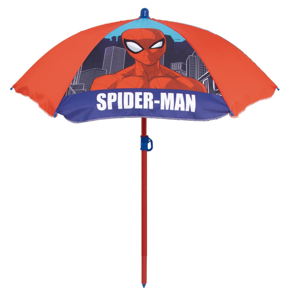 Set Giardino Bambini Spiderman Marvel con 2 Sedie Tavolino e Ombrellone Tavolo Mare Pieghevole Supereroe Sedie 35x38x52 cm Portata 30 kg Età 3+