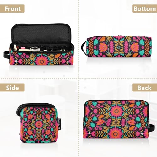 Bolso de viaje y estera resistente al calor para herramientas de cabello con diseño floral de arte popular mexicano miniatura 5