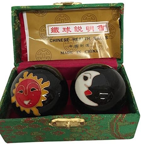Baoding Balls - Bolas chinas para masaje de salud, bolas de estrés, luna negra y sol #2