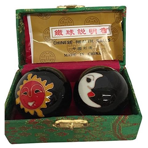 THY ARTS Baoding Balls Chinese Health Massage Exercise Stress Balls -Black Moon & Sun #2 Cover
