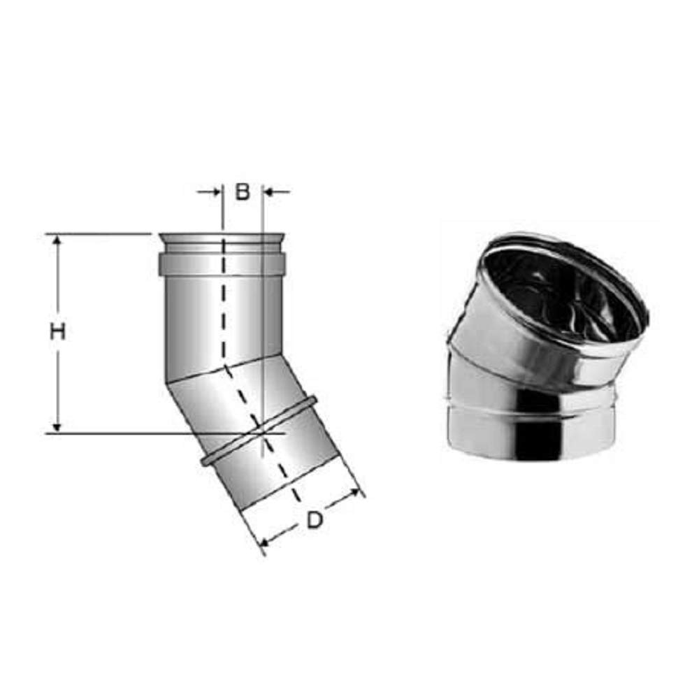 Gomito a 30° per canna fumaria in acciaio inox (DN 180)