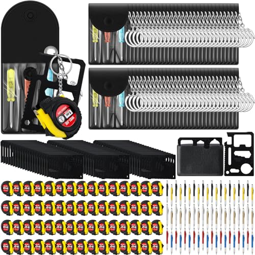 Image of 240 Pcs Mini Screwdriver Tape Keychain Set Multitool Pen Card Father's Gifts Bulk Mini Tool Set for Adult Men Dad (Multicolor)