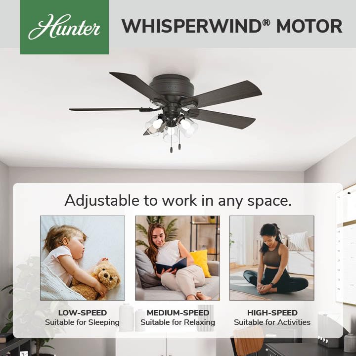 Image of Hunter Crestfield, Indoor, Ceiling Fan, Quiet, 52 inch, Noble Bronze
