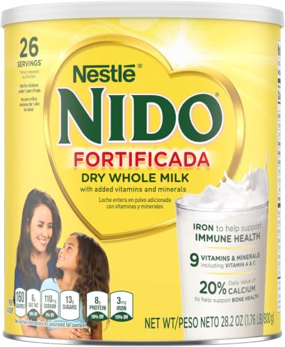 NIDO Fortificada Powdered Drink Mix - Dry Whole Milk Powder with Vitamins and Minerals Canister (Pack of 5)