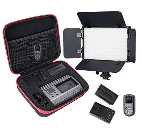Video Fill Light, Tolifo DSLR Light PT-15B-II Kit Including Bi-Color Metal LED Light with Barn Doors, Hotshoe, 2200mAh Rechargeable Battery for Studio, YouTube, Product Photography, Video Shooting