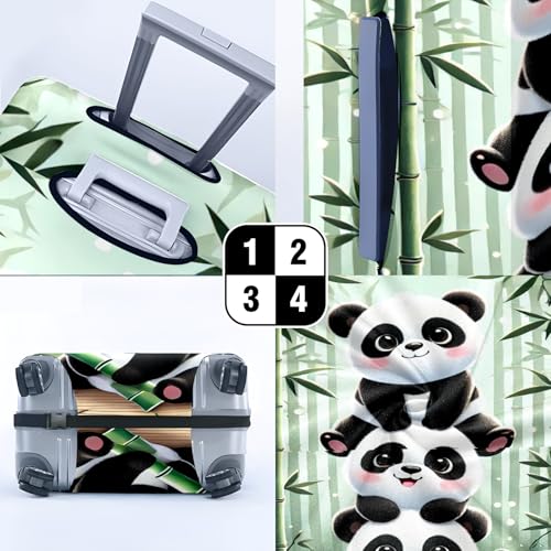 Elastic Luggage Cover Stretch-Fit Suitcase Protector Secure beautiful Sleeve for Big Luggage Easy Zip Handle Access Stylish Travel Accessory for Enhanced Luggage Protection Panda Stack4