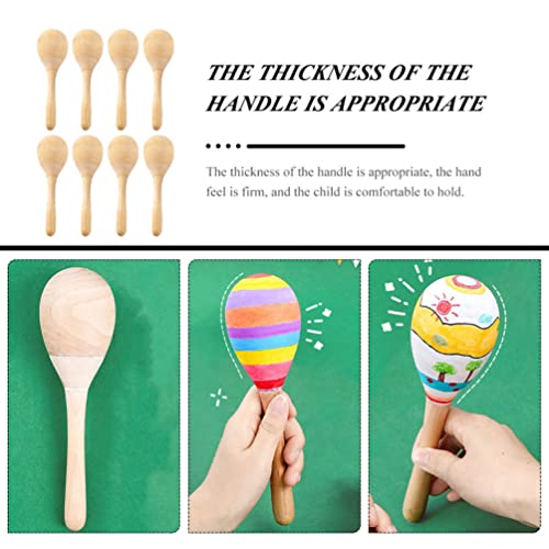 Supvox 12Pcs Unfinished Wooden Maracas Blank Wood Rumba Shaker Rattle Orff Hand Percussion Musical Instrument For Adults Kids Diy Painting #TOP5
