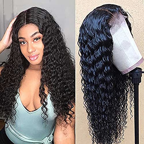 Water Wave Headband Wigs for Black Women Wet and Wavy Wigs with Headbands Attached Glueless Black Half Wig 150% Density for Daily Use