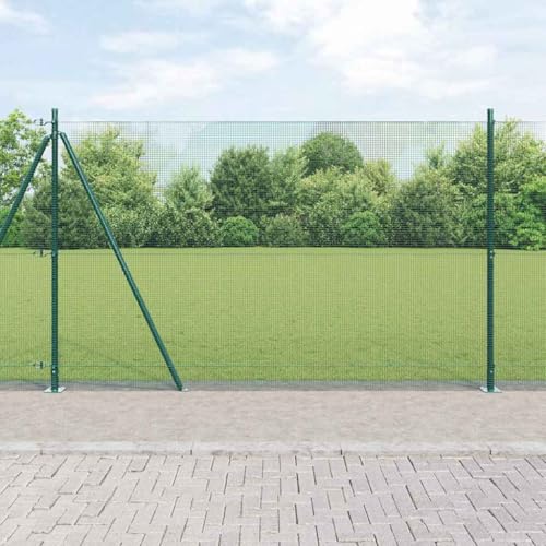 Générique Clôture avec poteaux Vert 1.5 x 25 m Acier,Clôtures & barrières, Panneaux de clôture,3352447