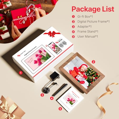 Frameo 10.1" Digital Picture Frame, Smart WiFi Digital Photo Frame with 1280x800 HD IPS Touch Screen 32GB Memory Auto-Rotate Wall Mounted, Share Photos/Videos from Phone Anywhere - Brown by MaxAngel - Image 9