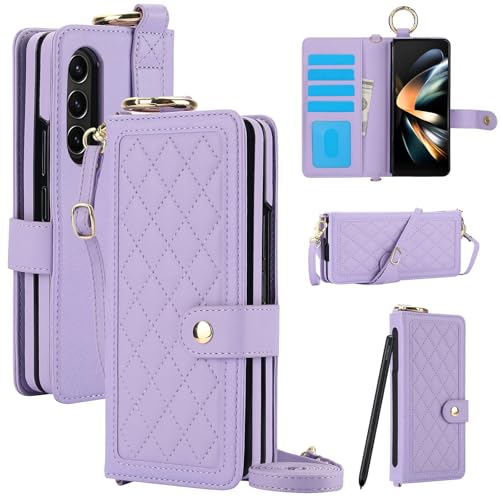 Coque portefeuille Galaxy Z Fold 3 5G violette aux finitions soignées