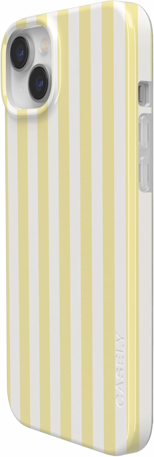 Casely iPhone 14 Plus Case | Butter Yellow Stripes | Sunday Best | Compatible with MagSafe | Classic Ultra Slim Design