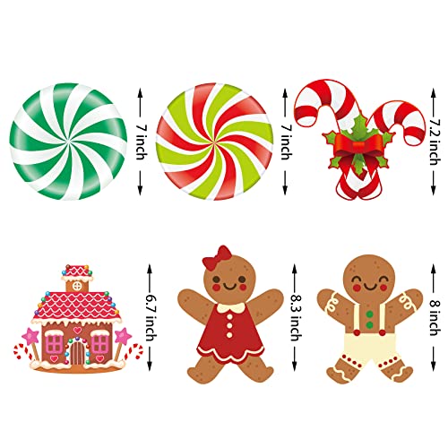 Christmas Wall Decals 58Pcs in 8 Sheet Candy Decorations Big Peppermint Floor Decals Stickers for Christmas Candyland Christmas Wall Decals Candy Party Decoration Supplies Xmas Candy Land Party Decor Decals for Floors, Windows, Walls and Counters