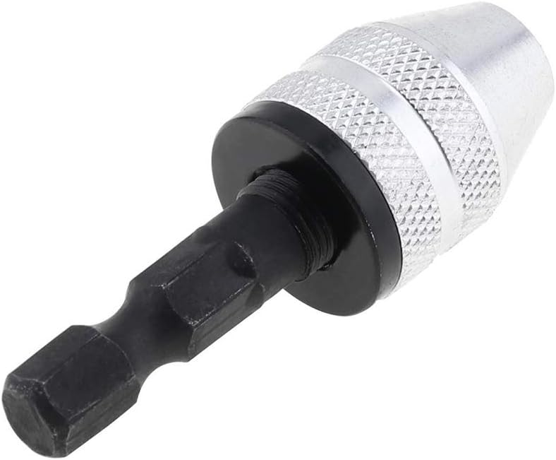 4pcs Keyless Drill Chuck Kits, 1/4, 1/8, 1/16 Inch Hex and Round Shanks, Electric Drill Converter Quick Change Impact Dril-l Chuck Adapter for Tool Attachment(COLOR:Black, Silver)