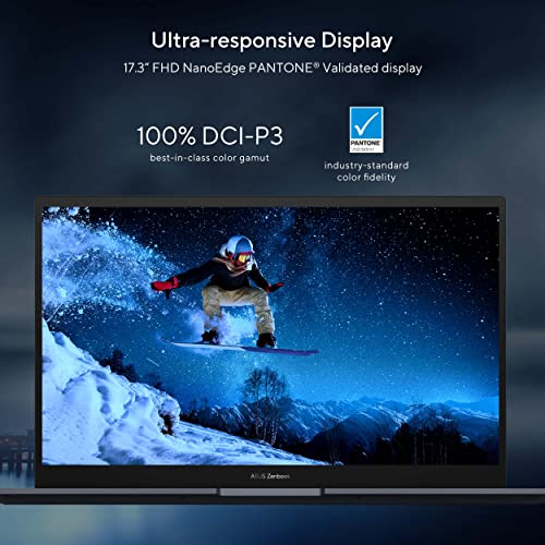 Image of ASUS Zenbook Pro 17 Laptop, 17.3 inch Pantone Validated Display, AMD Ryzen 7 6800H CPU, AMD Radeon Graphics, 8GB RAM, 512GB SSD, WiFi 6E, Windows 11 Home, Tech Black, UM6702RA-DB71 (Renewed)