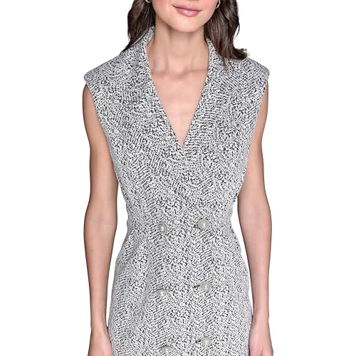 Image of KARL LAGERFELD Paris Women's Abstract Jacquard Collared Sleeveless Blazer Dress