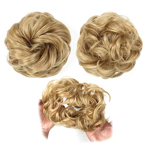 MYCHANSON MYCHANSON 1 pack Girl Curly Messy Ponytail Holder Hairpiece Wig Hair Ring Bun High temperature silk curling ring(Light Brown)