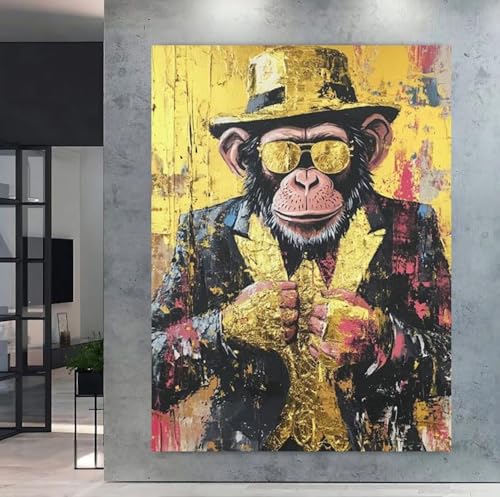 Grande affiche décorative singe stylisé et cadre mural chimpanzé graffiti