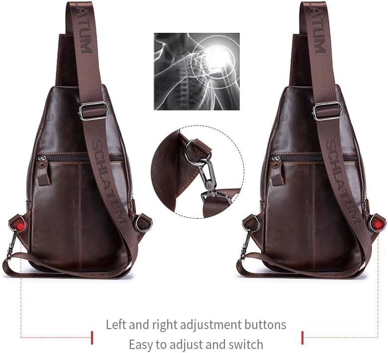 Genuine Leather Crossbody Bag for Men Casual Sling Chest Bag Men Sling Bags Man Bag Crossbody, Coffee - Image 8