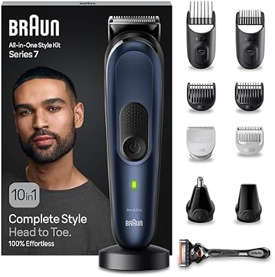 Braun Recortadora de Barba Series 7 Máquina Cortar Pelo, Máquina de afeitar, Cortapelos Hombre Kit 10 en 1 Para Barba, Pelos, Depilación Masculina, MGK7410,