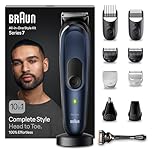 Braun REGOLABARBA STYLING KIT, Tagliacapelli Uomo, Rasoio Elettrico Barba e Capelli, 10-in-1 per Barba, Capelli, Corpo, Naso e Orecchie, 100 Minuti Di Utilizzo, Idea Regalo, MGK7410 Blue