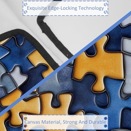 Reusable Canvas Tote Bags, Multi-Purpose Cloth Bags for Grocery Shopping Work Travel - Cute Puzzle Seamless Pattern3