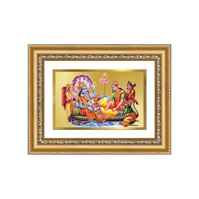Image of DIVINITI Lakshmi Vishnu Ananta 24K Gold Plated Foil Wall and Tabletop Photo Frame for Home Decor, Puja Room, Luxury Gifting | DG Frame 112 S2.5 (26x20 CM)